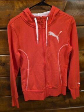 Puma Pink Full-Zip Hoodie with White Logo